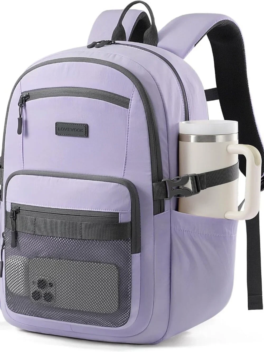 Stylish Laptop Backpack for Women with Cup Holder, 15.6